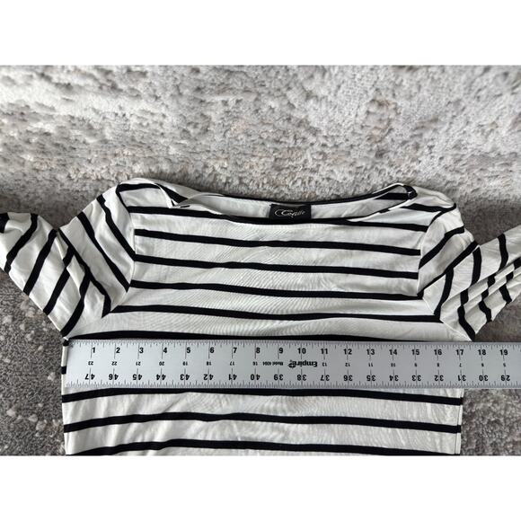 Colette Size M Striped 3/4 Sleeve Top White Casual Pullover Shirt - Picture 3 of 7